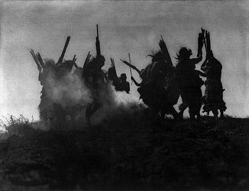 Edward Curtis (1868 – 1952), Dancing to restore an eclipsed moon, c.1914, November 13, photogravure; Library of Congress, Prints & Photographs Division, Edward S. Curtis Collection, LC-USZ62-73627