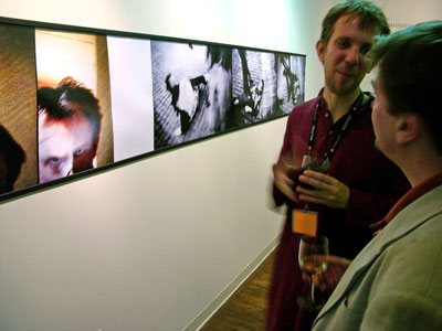 Joakim Eneroth and his work, Artist’s Responding to Violence, 2006© Fred Baldwin, FotoFest
