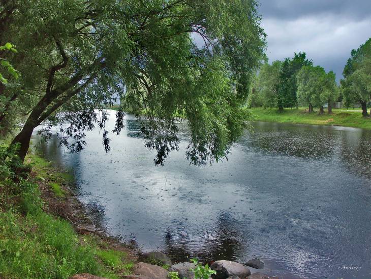 Фото дождь на реке