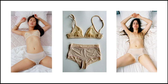 RICHARD KERN: Divided Beauty (H&M), 2008; two c-prints momunted with bra and panties; 32 x 65" unique