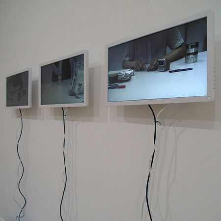 Sasha Auerbakh Manual 2009 3-channel video installation, looped In co-operation with Valya Fetisov