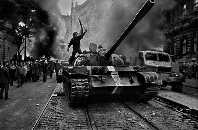 Warsaw Pact tanks invade Prague. Prague, Czechoslovakia, August 1968.